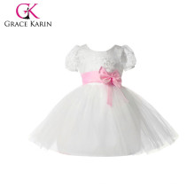 Grace Karin Pink Bowknot Waistband Robes Princesse Fleur Filles à manches courtes CL4610